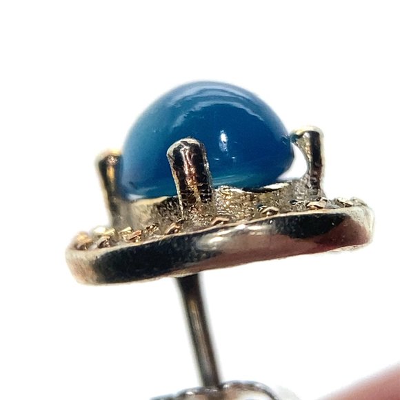 Blue Opal 1.80ct Platinum Finish Solid 925 Sterling Silver Earrings - Picture 5 of 7